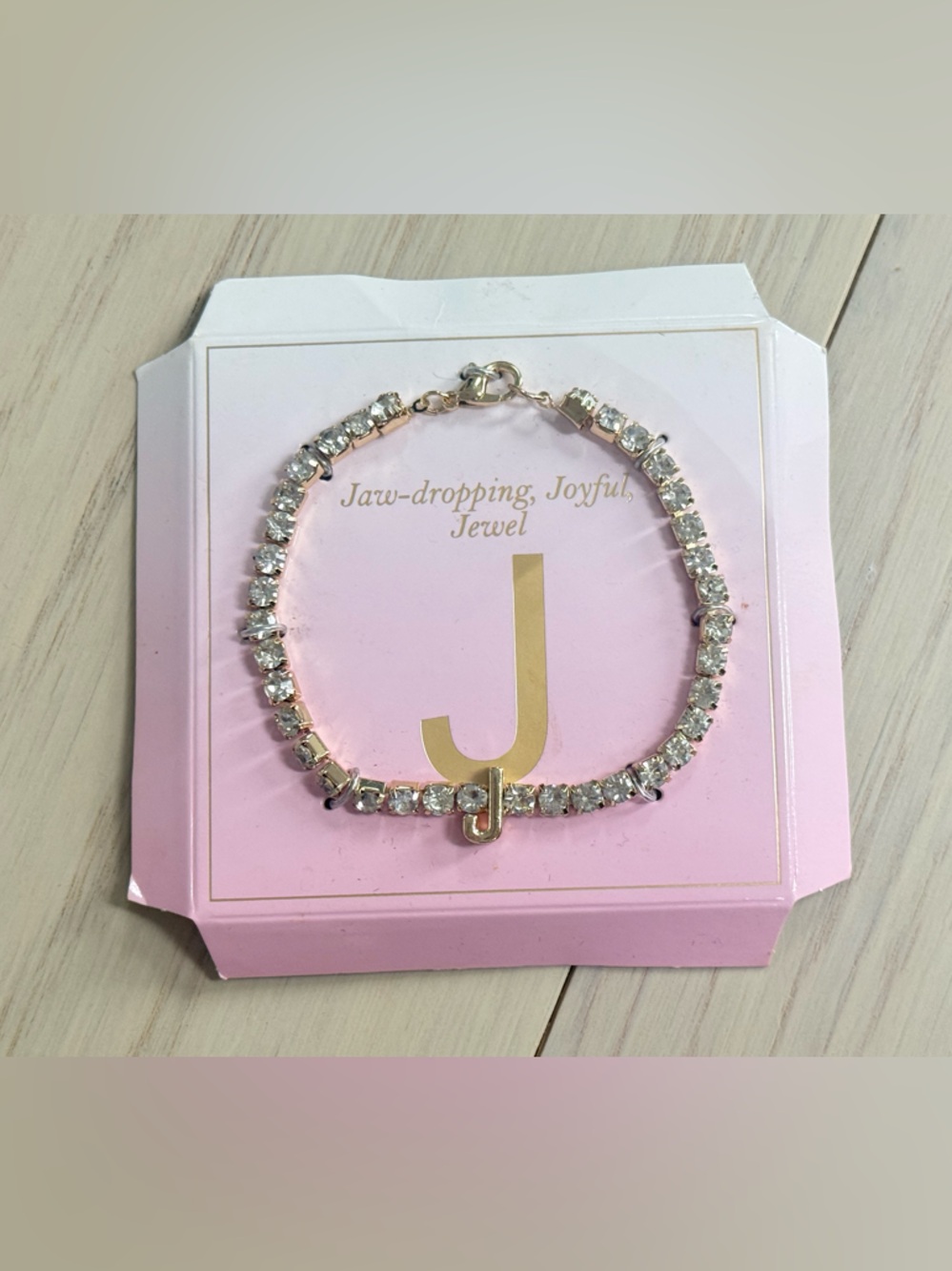 Sparkling Crystal Tennis Bracelet - Gold Tone, Unbranded